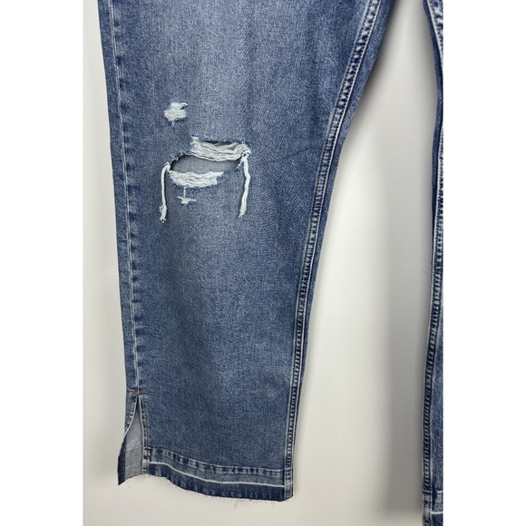 NWT Gap Mid Rise 90s Loose Jeans Split Hem Distressed Blue Denim Plus Size 33 16 - Picture 7 of 16